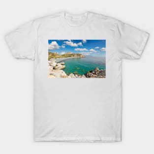 The famous beach Mavra Volia in Chios island, Greece T-Shirt